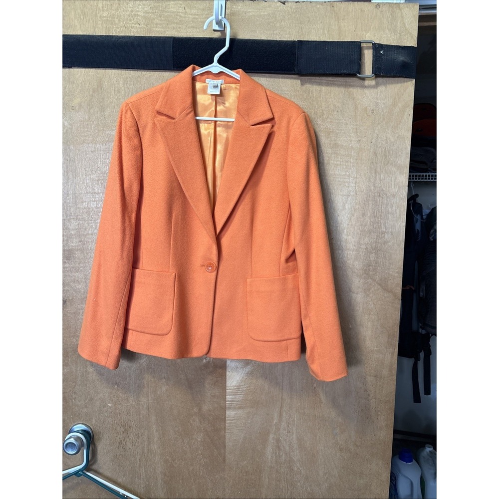 Austin Reed Orange Wool Cashmere‎ Blend One Button Blazer 14